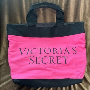 Victoria's Secret Canvas Tote Bag Hot Pink | Black | Red